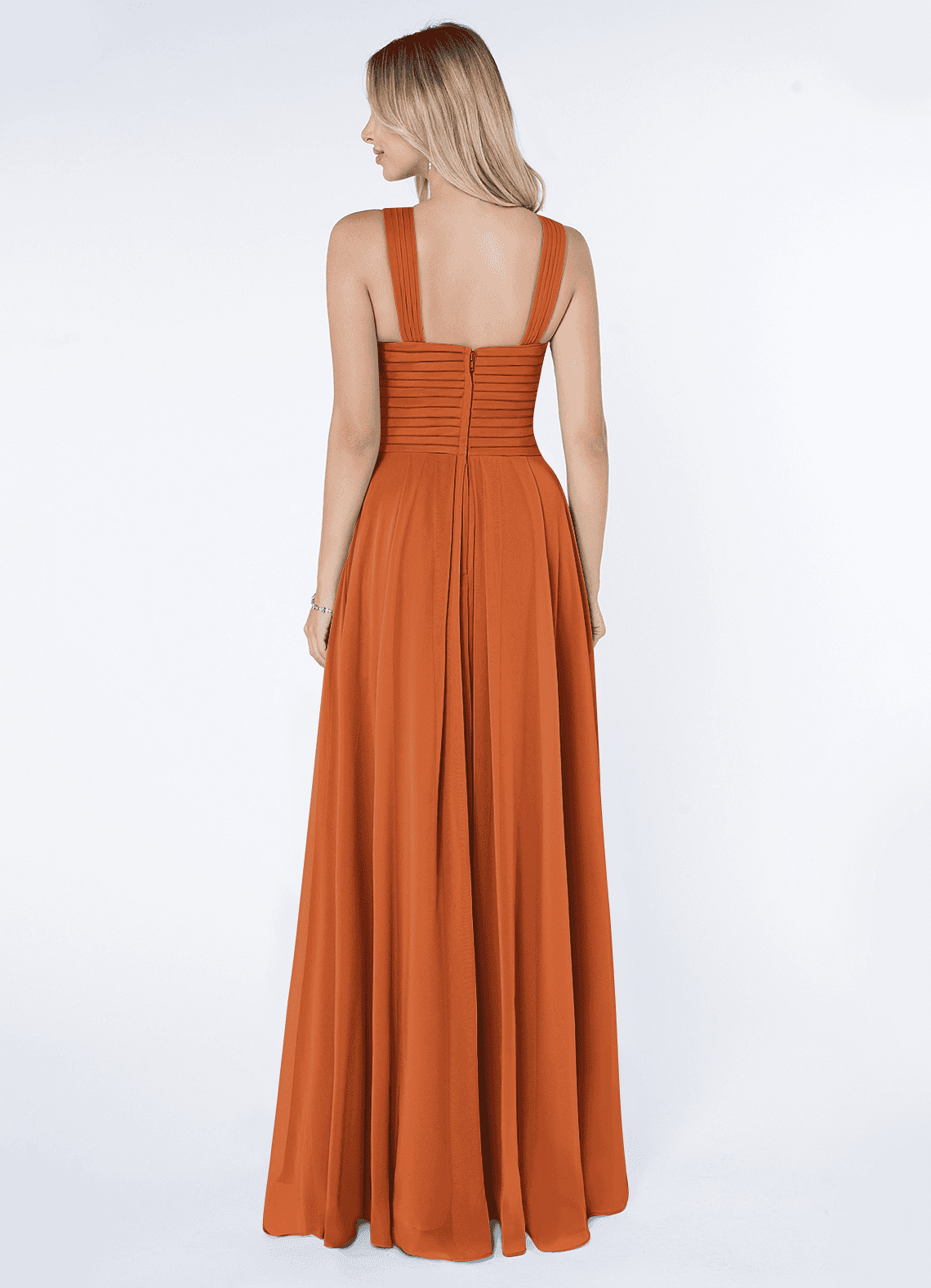 Kaleigh A-Line Halter Chiffon Bridesmaid Dress in Cinnamon