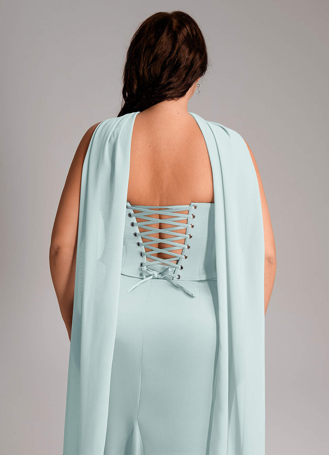 Sorrel Mermaid Cowl-Neck Stretch Satin and Chiffon Bridesmaid Dress