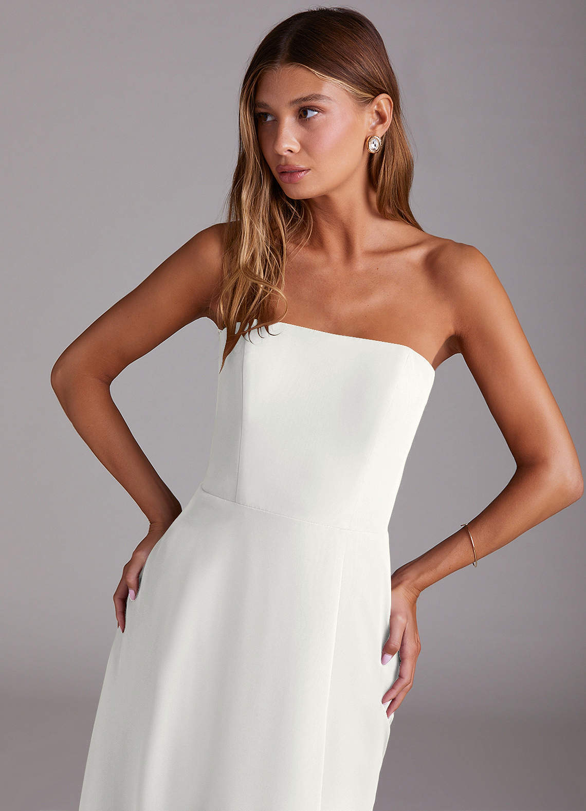 Wren A-Line Straight-Neck Chiffon Bridesmaid Dress in white