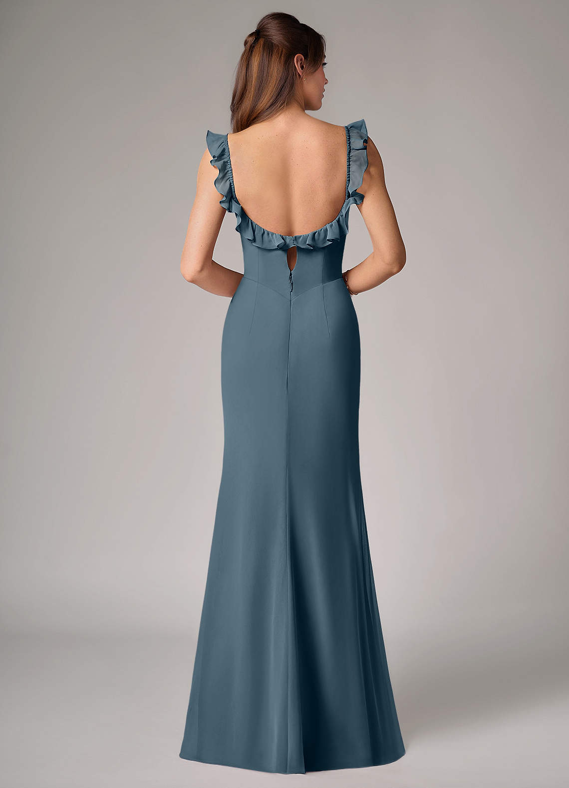 Callie Mermaid Scoop-Neck Chiffon Bridesmaid Dress in Twilight