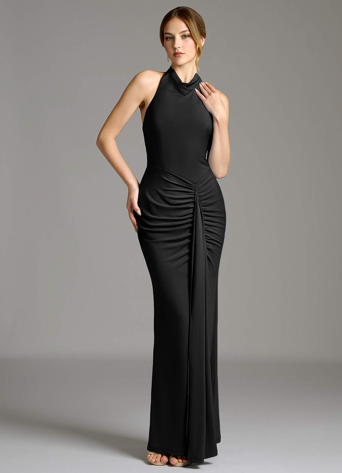 Raevynn Mermaid Halter Stretch Jersey Bridesmaid Dress