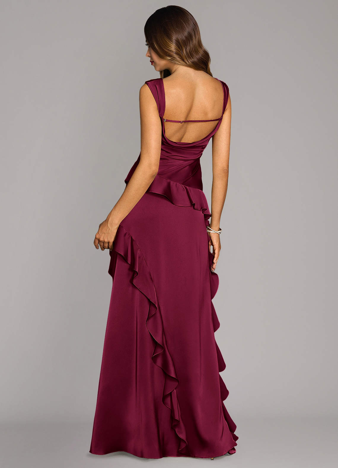 Sloane A-Line Sweetheart Stretch Satin Bridesmaid Dress in Burgundy
