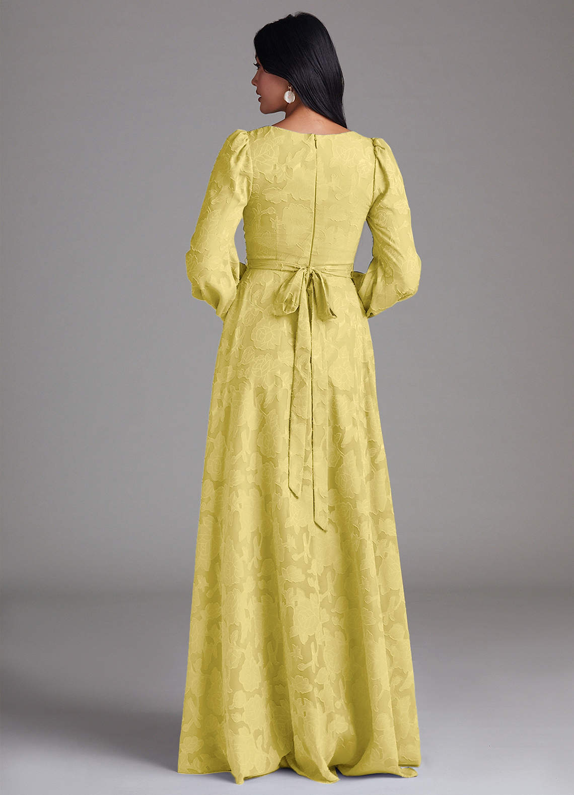 Leonia A-Line Square-Neck Stretch Satin Bridesmaid Dress in Canary