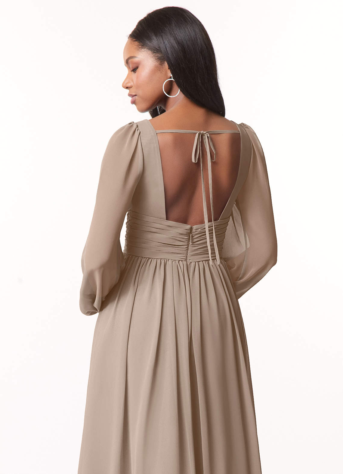 Norah A-Line V-Neck Chiffon Bridesmaid Dress in Taupe