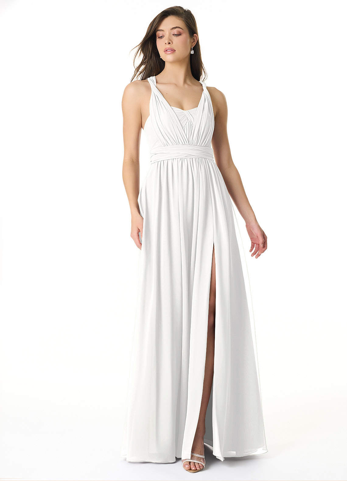 Olani A-Line V-Neck Chiffon Bridesmaid Dress in white
