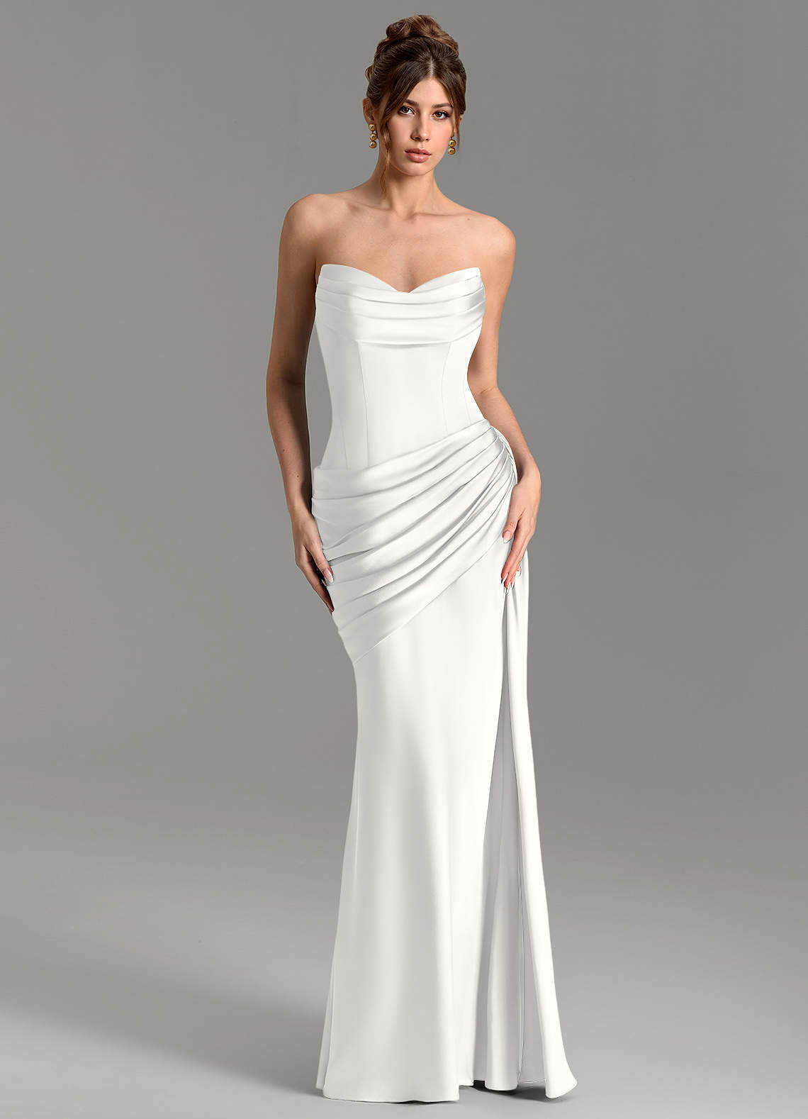 Zorah Mermaid Sweetheart Stretch Satin Bridesmaid Dress in white