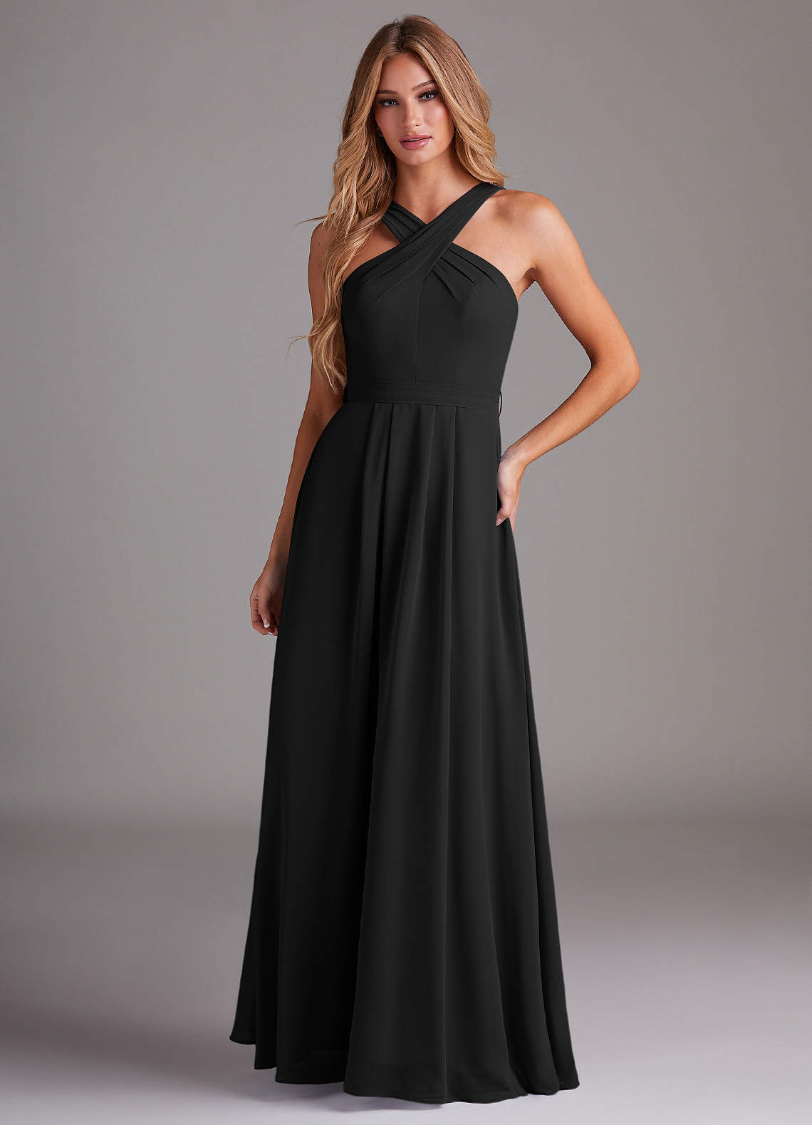 Dixie A-Line Halter Chiffon Bridesmaid Dress in black