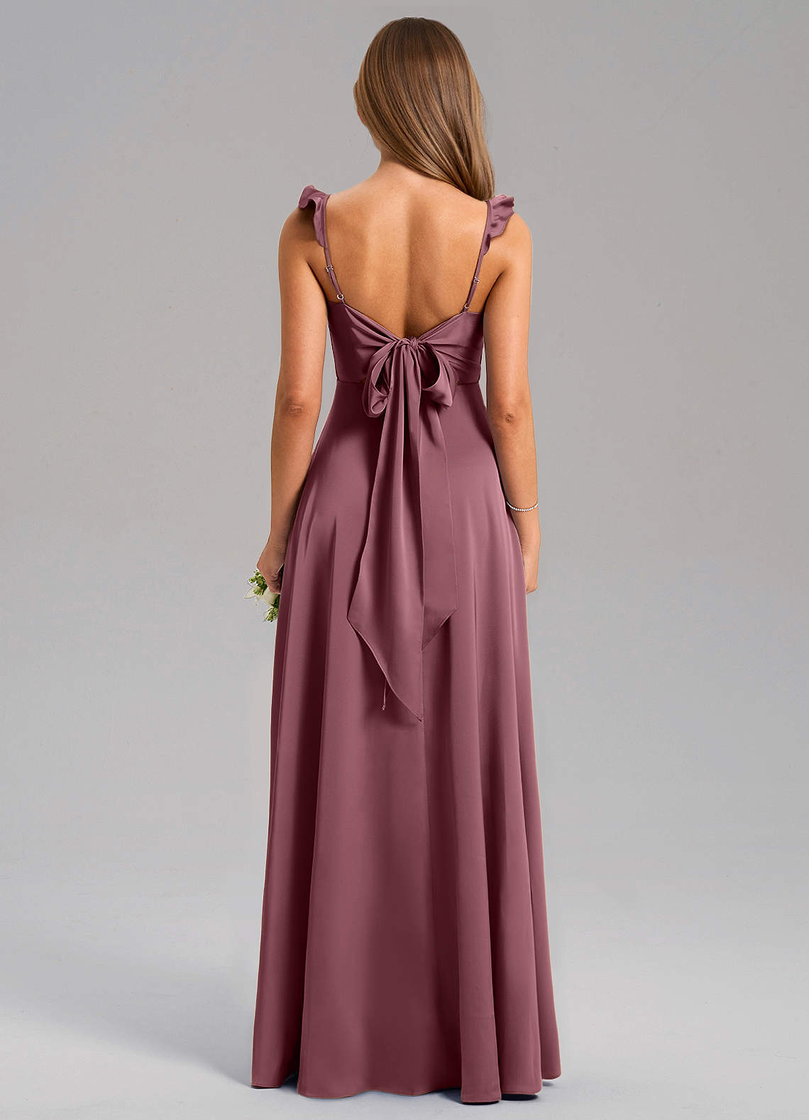 Everett A-Line V-Neck Chiffon Bridesmaid Dress in Desert Rose