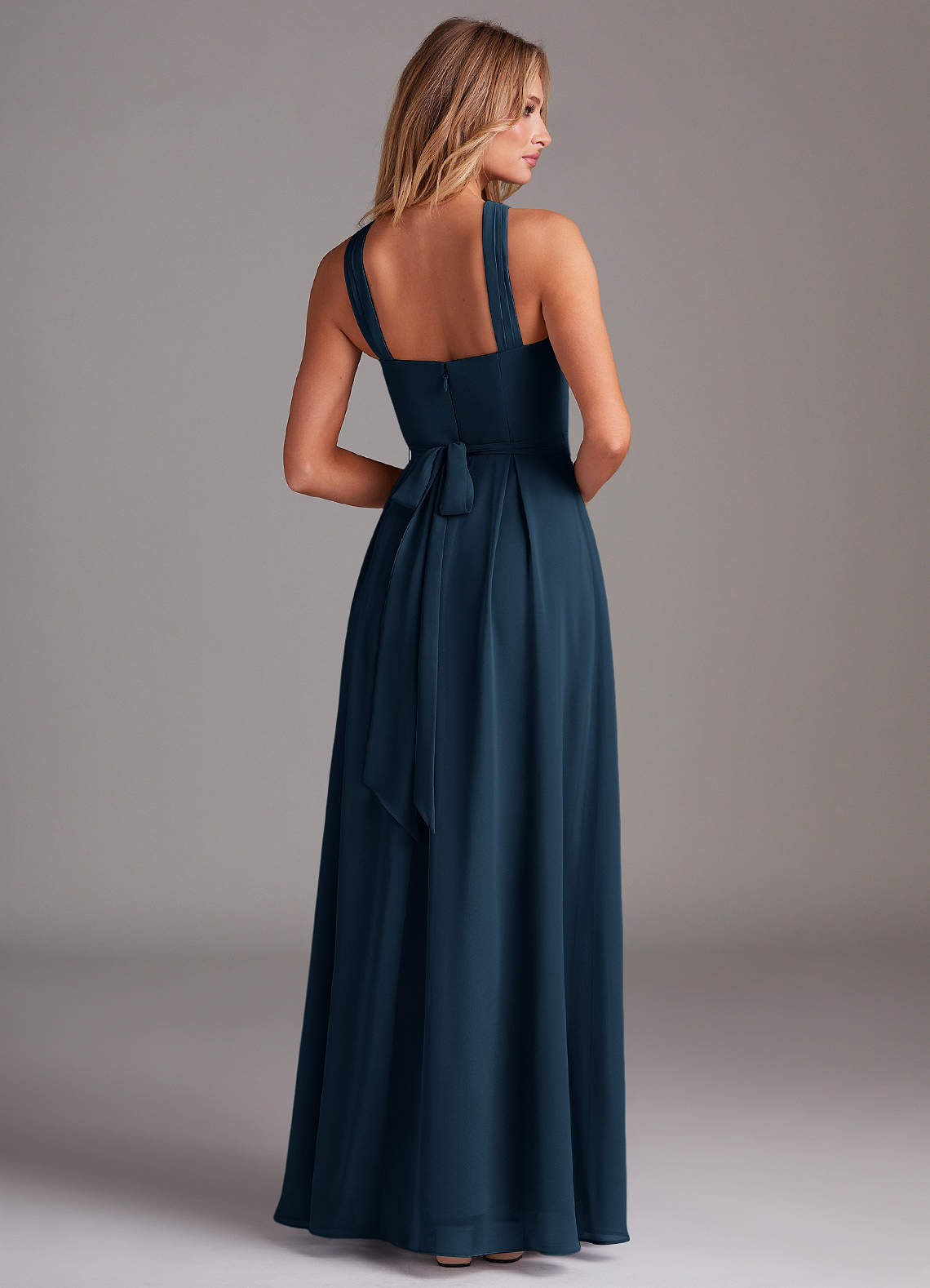 Dixie A-Line Halter Chiffon Bridesmaid Dress in Dark Navy