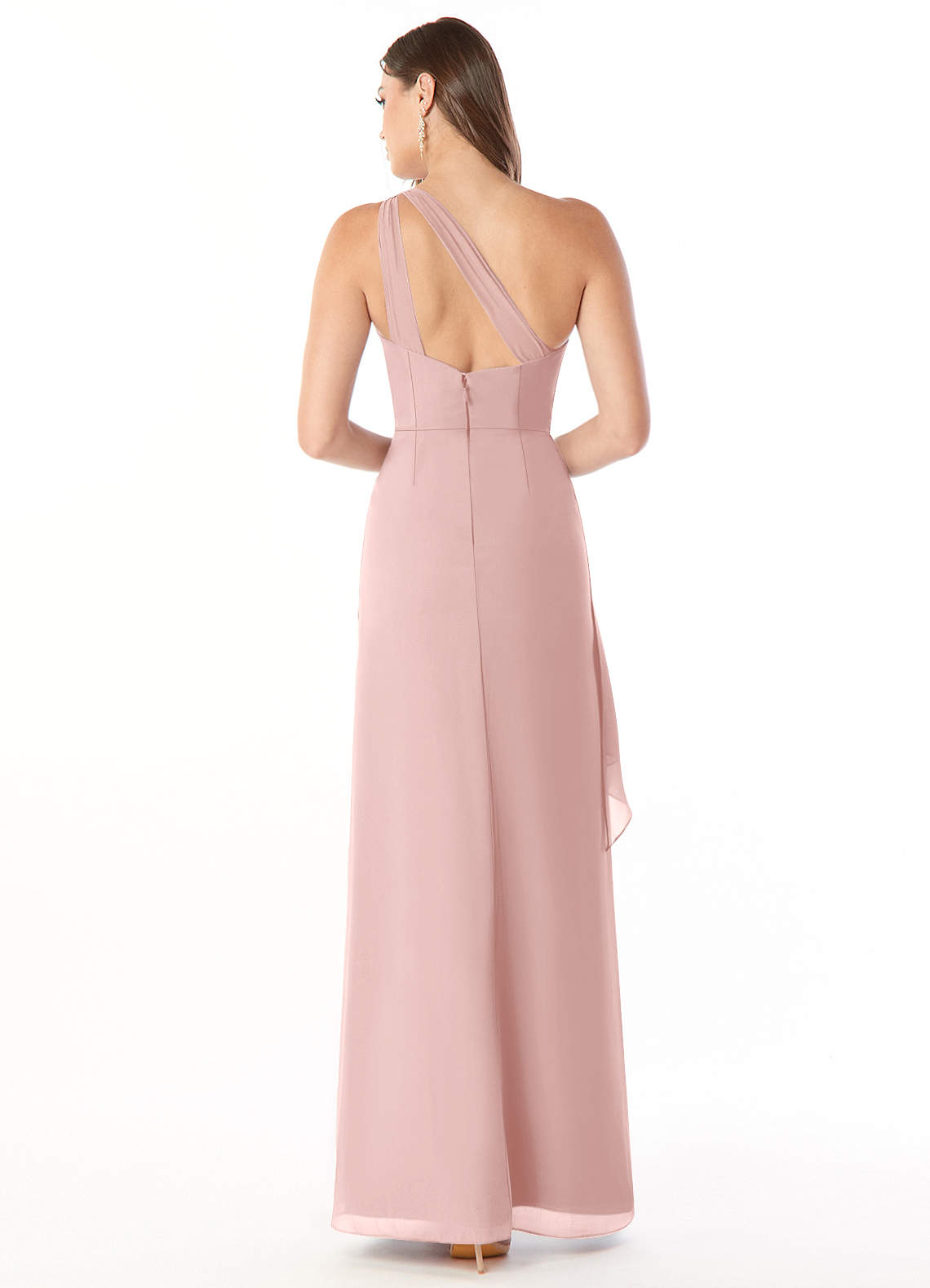 Maive Sheath One-Shoulder Chiffon Bridesmaid Dress in Powder Pink