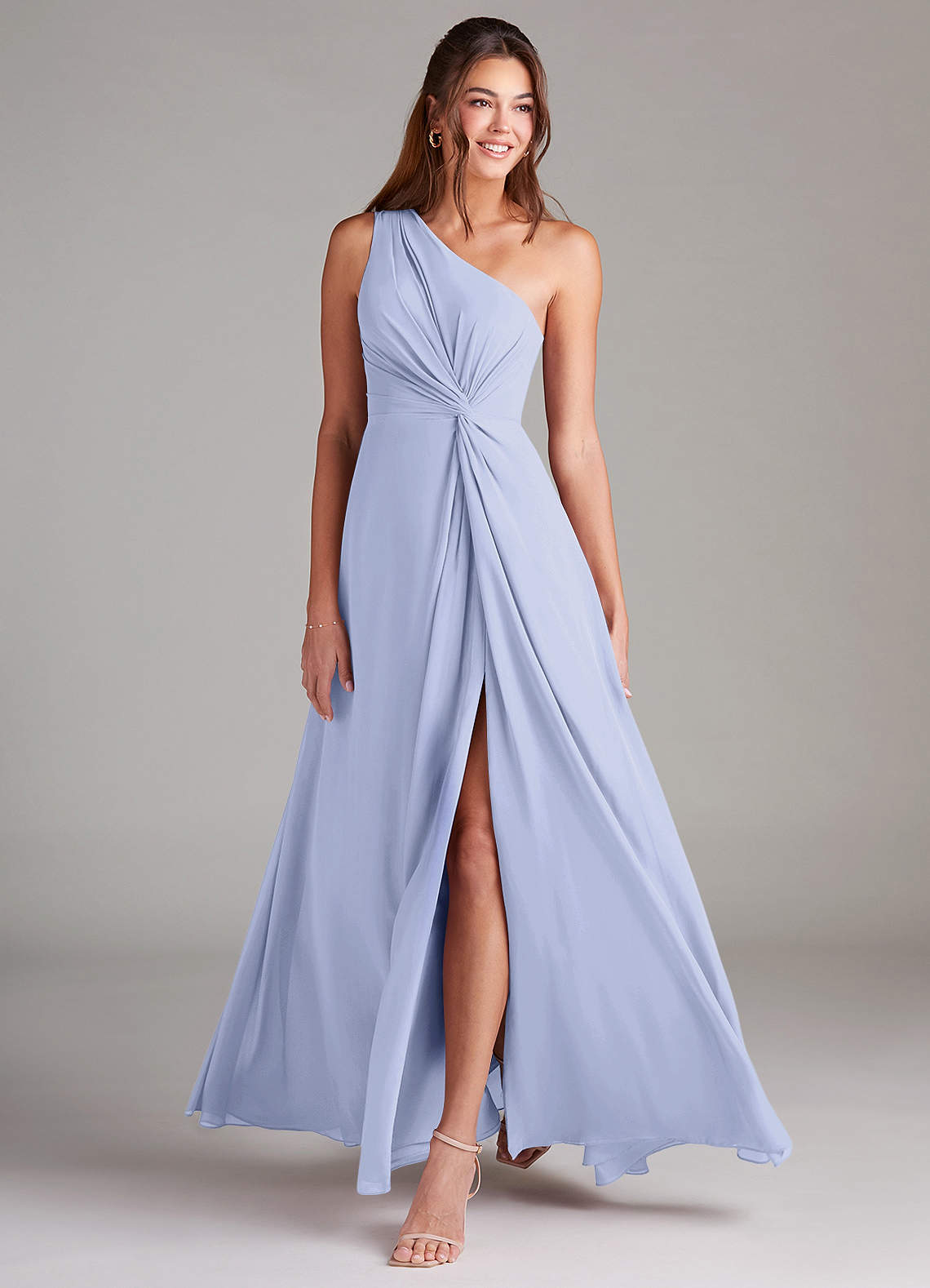 Brooke A-Line One-Shoulder Chiffon Bridesmaid Dress in Lavender