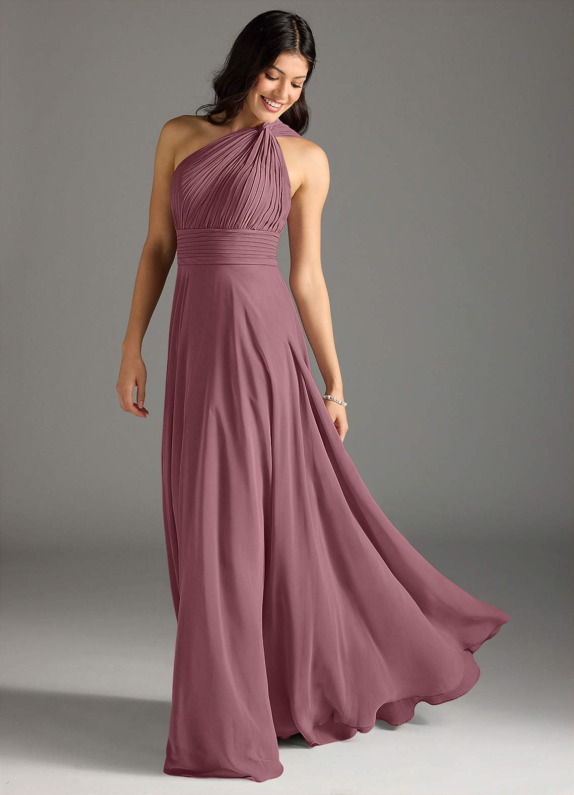 Charlize A-Line One-Shoulder Chiffon Bridesmaid Dress in Amethyst