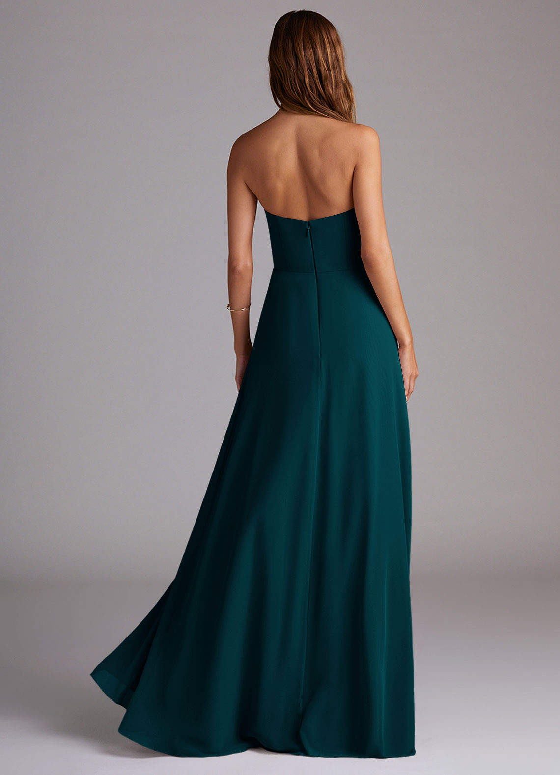 Wren A-Line Straight-Neck Chiffon Bridesmaid Dress in Pine