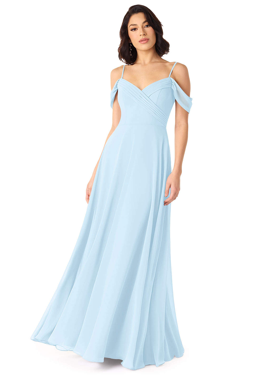 Tancie A-Line Off-the-Shoulder Chiffon Bridesmaid Dress in Sky Blue