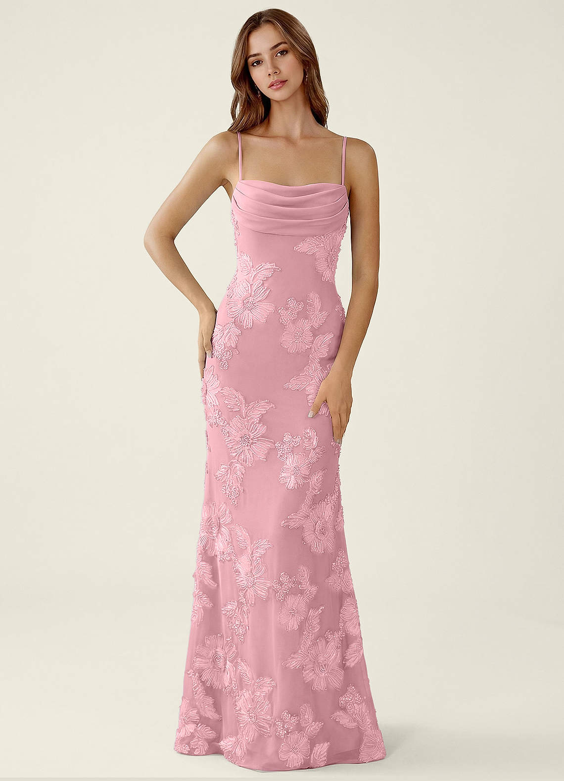 Bellatrix Mermaid Spaghetti-Strap Stretch Lace Evening Dress in Sky Blue