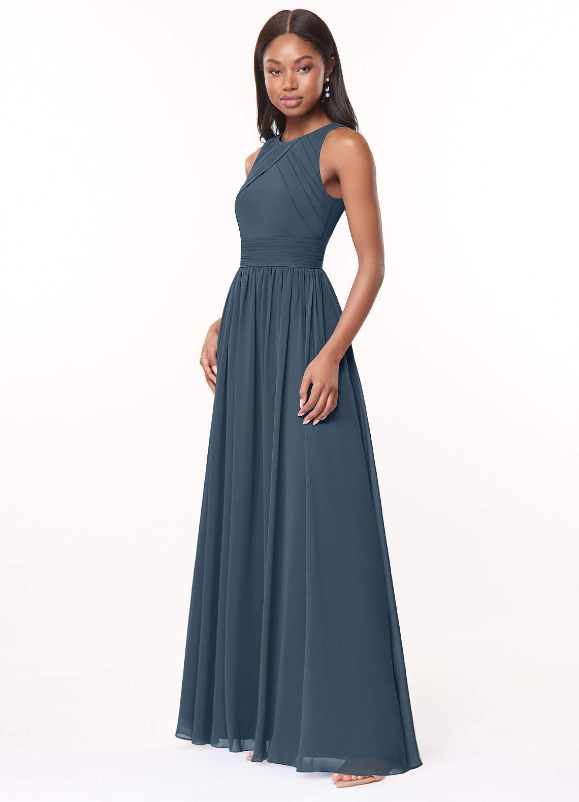 Harper A-Line Scoop-Neck Chiffon Bridesmaid Dress in Neptune