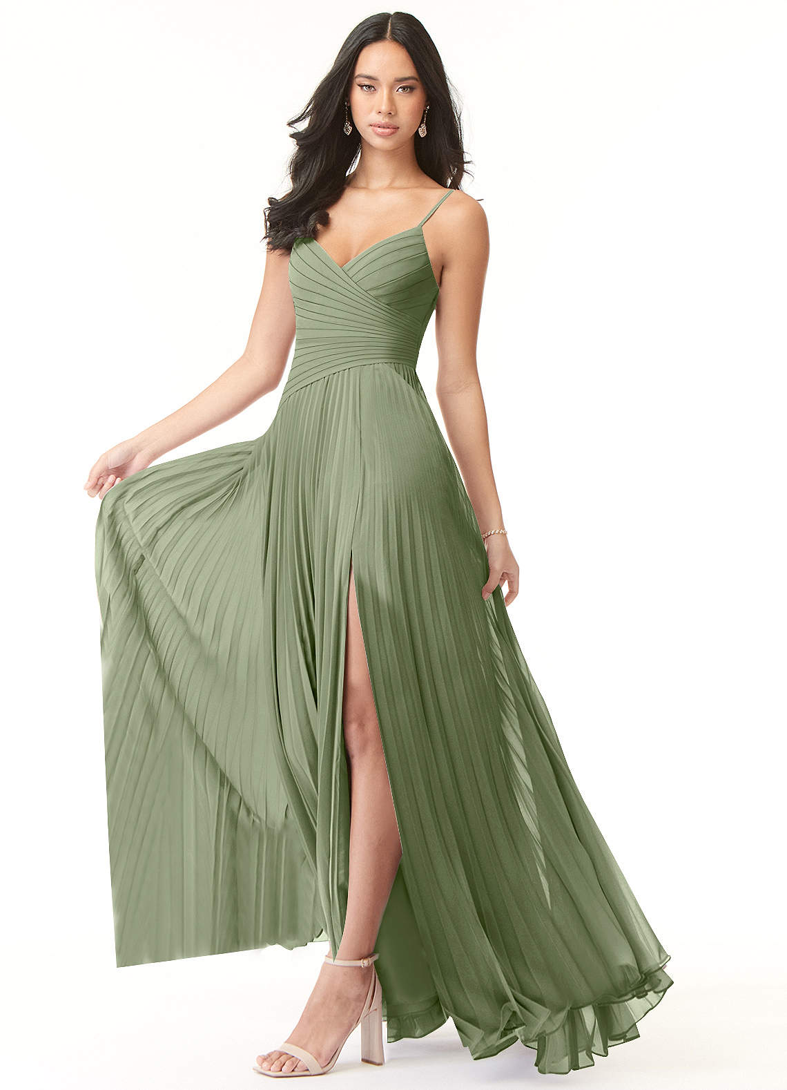 Vini A-Line V-Neck Chiffon Bridesmaid Dress in Pistachio