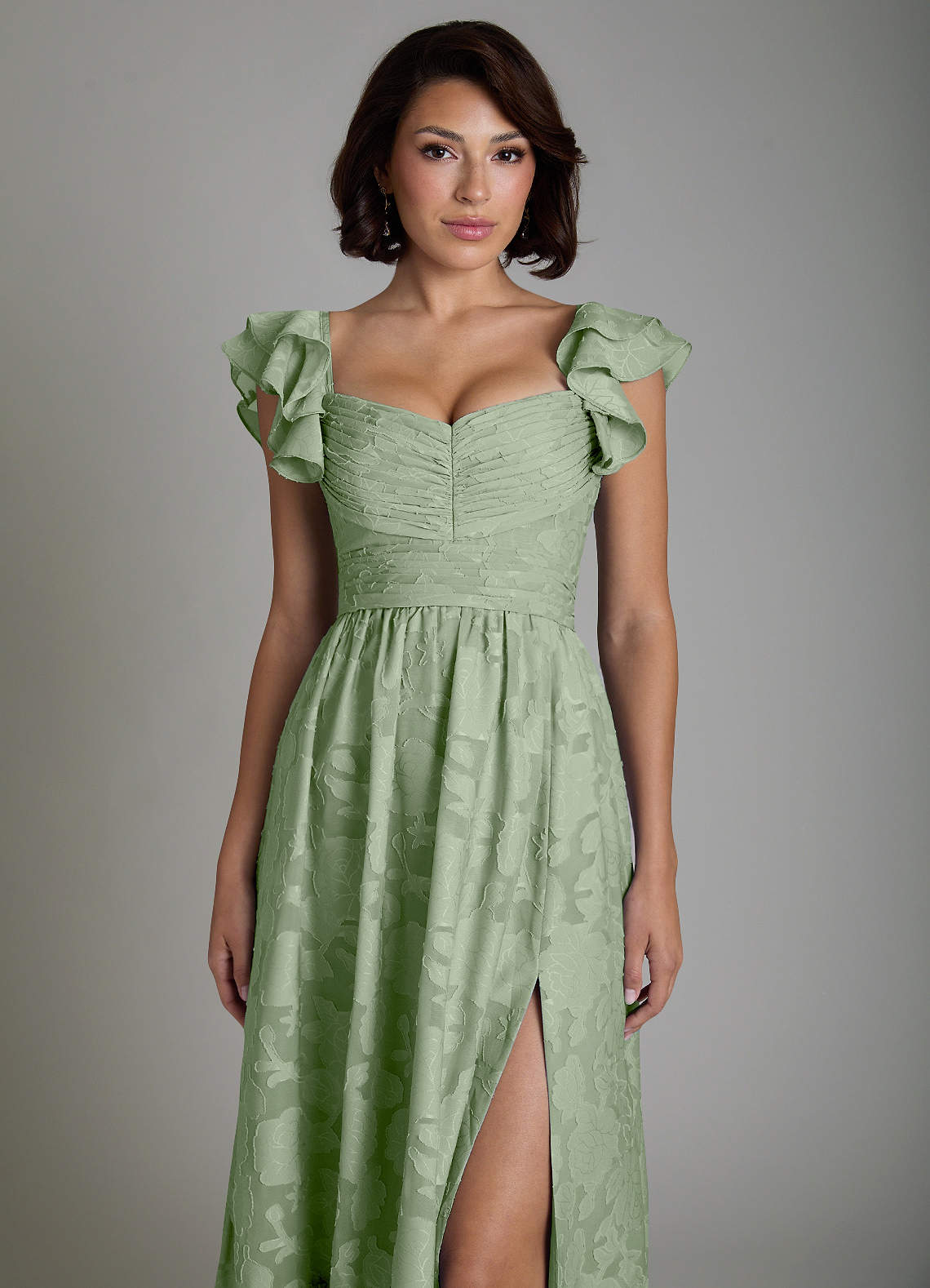 Anaya A-Line V-Neck Floral Burnout Bridesmaid Dress in Dusty Sage