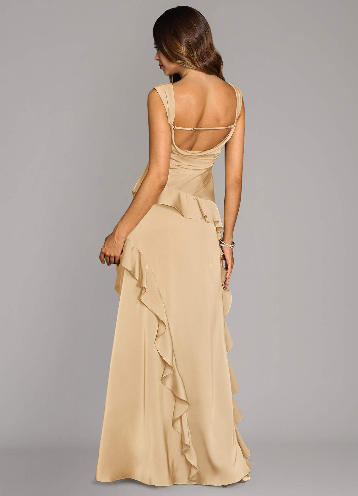 Sloane A-Line Sweetheart Stretch Satin Bridesmaid Dress in Gold