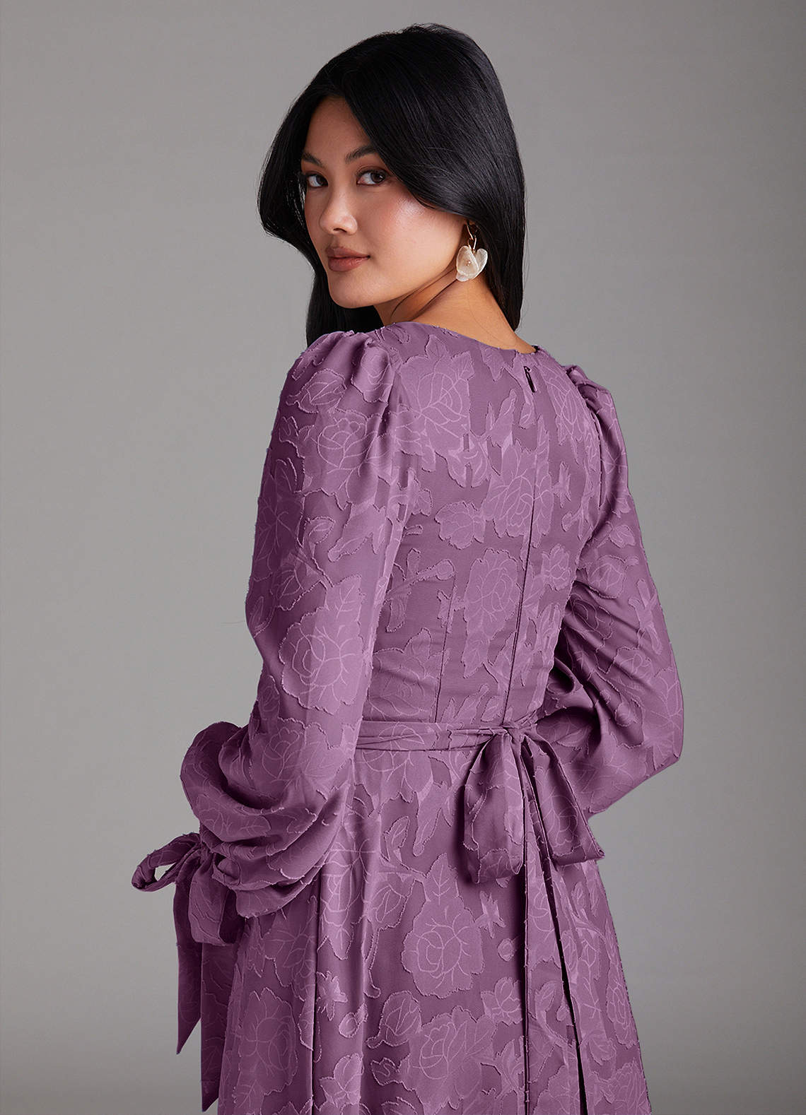 Leonia A-Line Square-Neck Stretch Satin Bridesmaid Dress in Wisteria