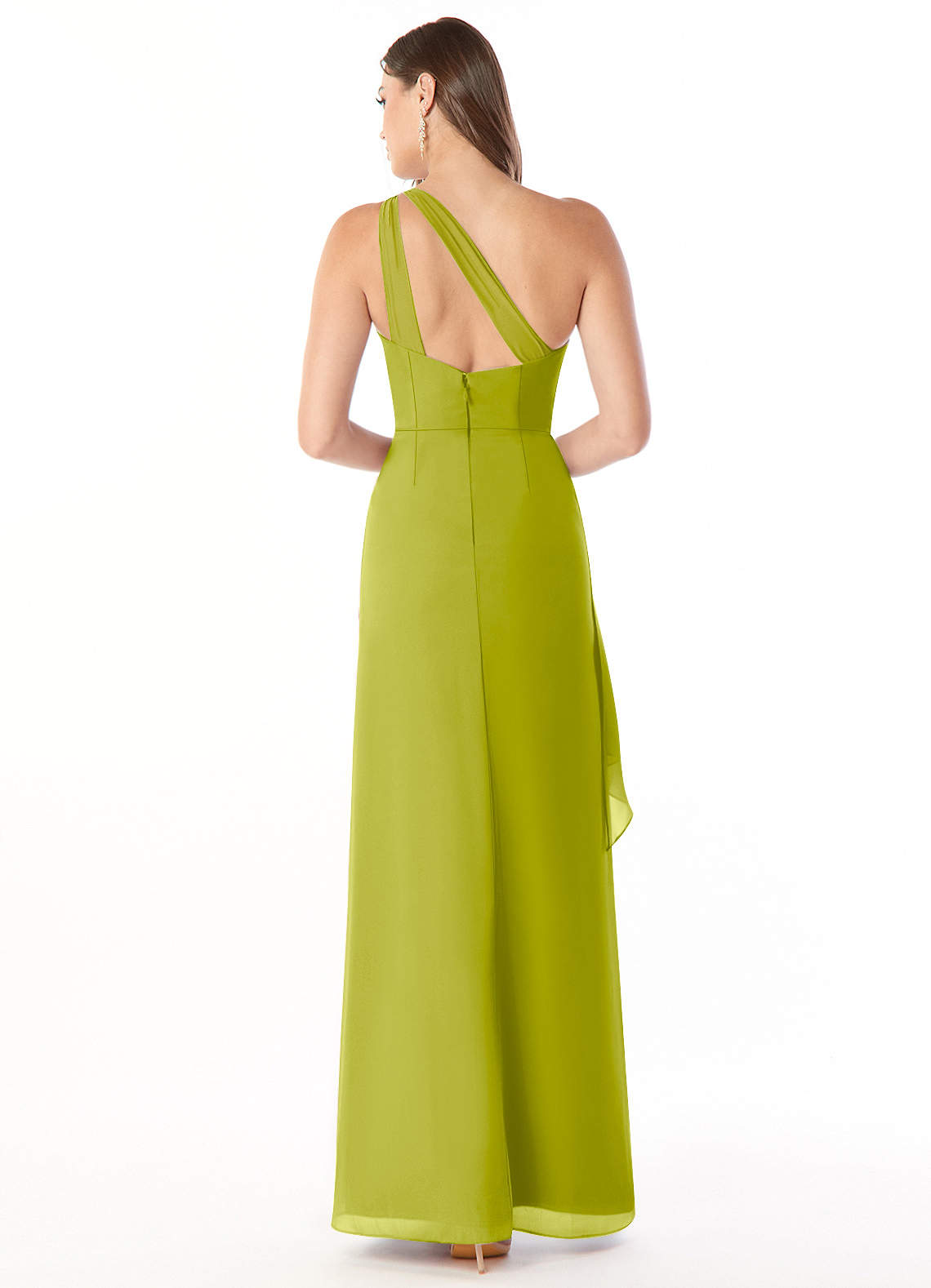 Maive Sheath One-Shoulder Chiffon Bridesmaid Dress in Lemongrass