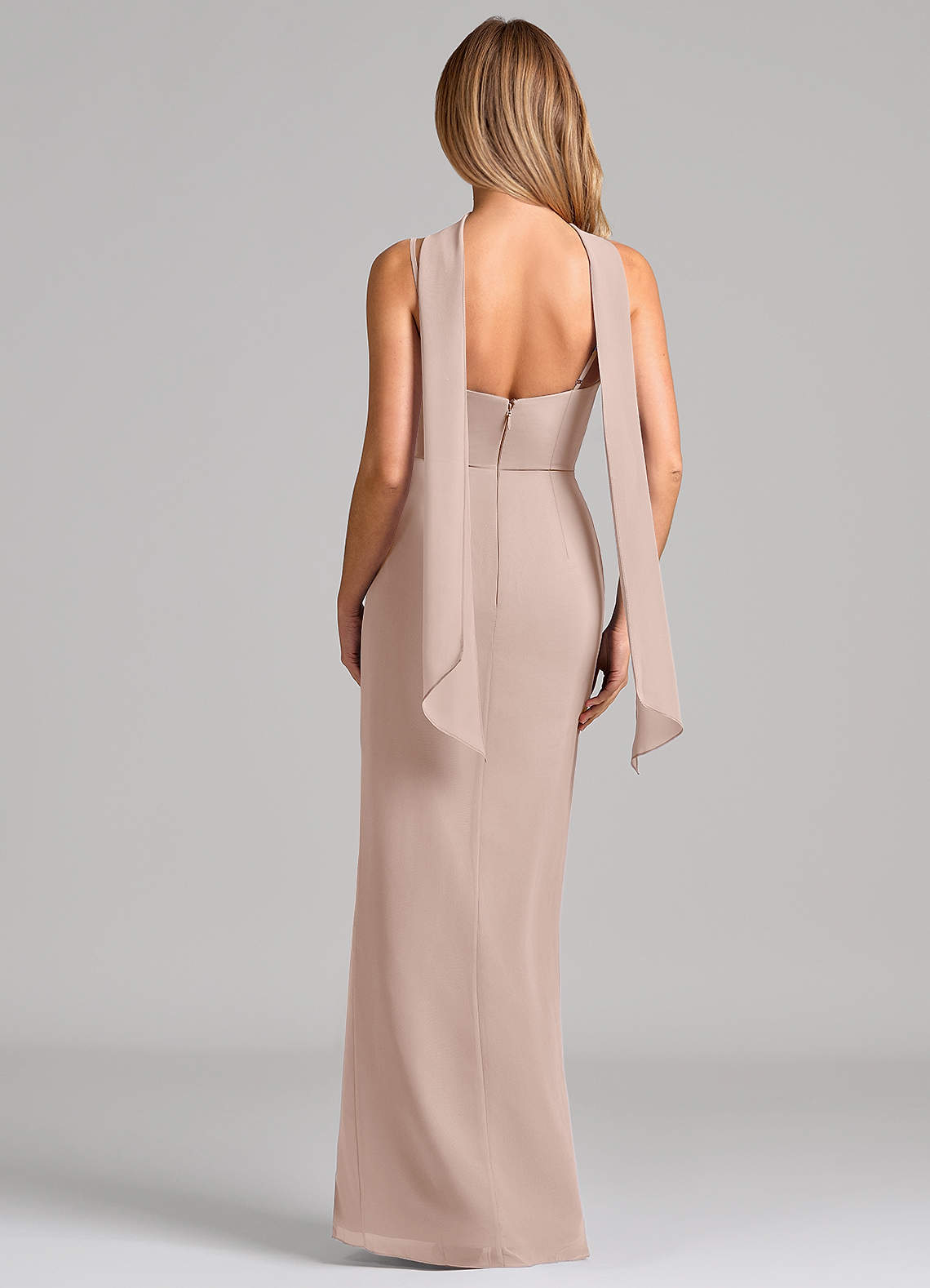 Calandra Sheath Scoop-Neck Chiffon Bridesmaid Dress in English Rose
