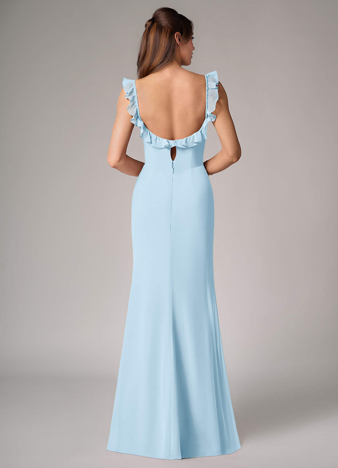 Callie Mermaid Scoop-Neck Chiffon Bridesmaid Dress in Sky Blue
