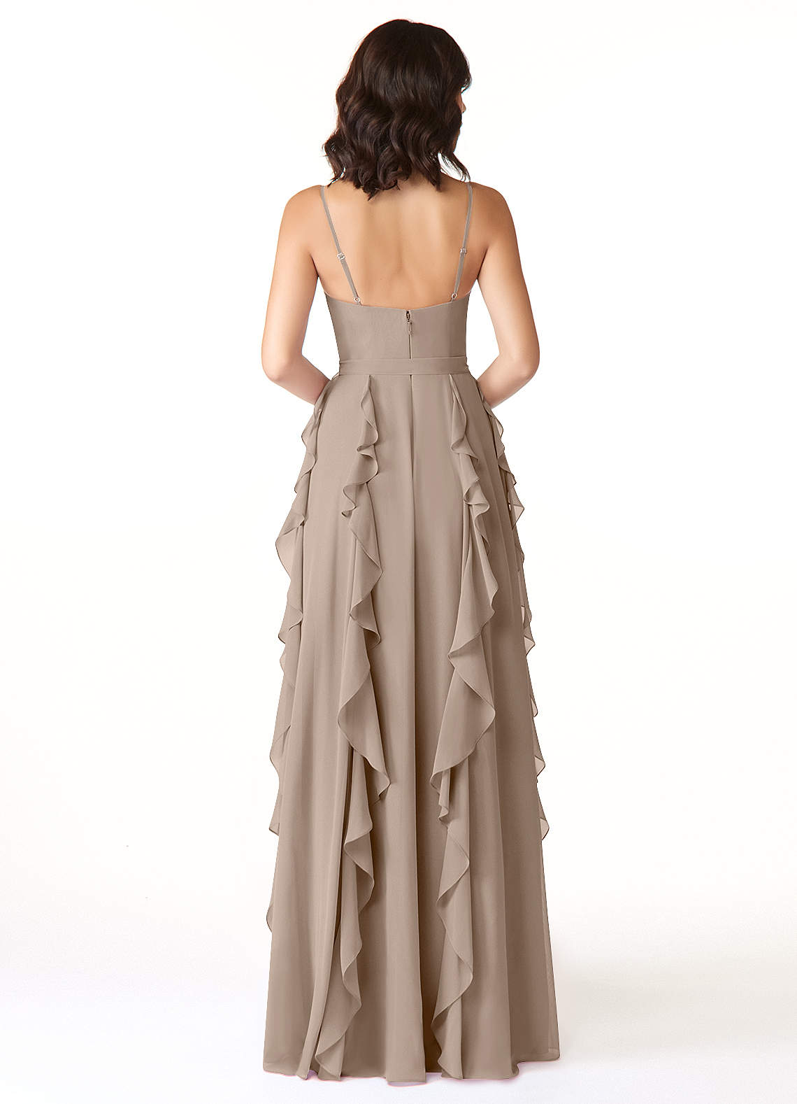 Peyton A-Line V-Neck Chiffon Bridesmaid Dress in Taupe