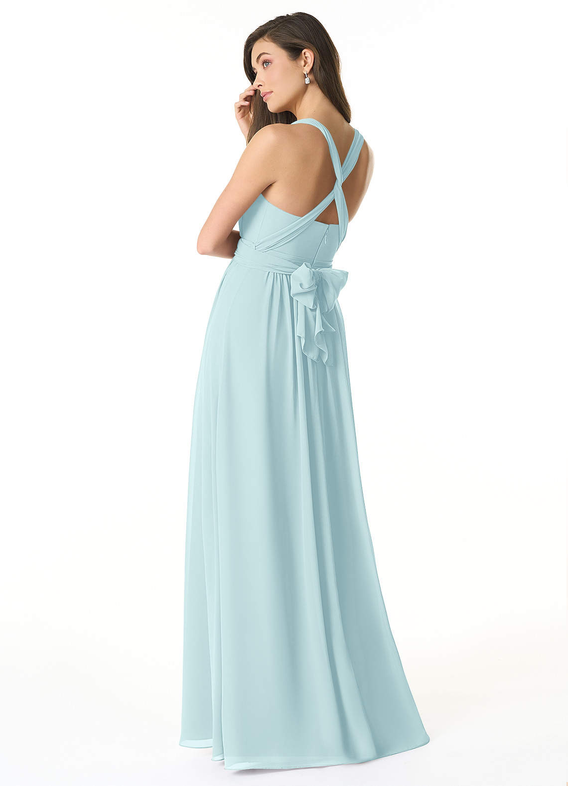 Olani A-Line V-Neck Chiffon Bridesmaid Dress in Sea Glass