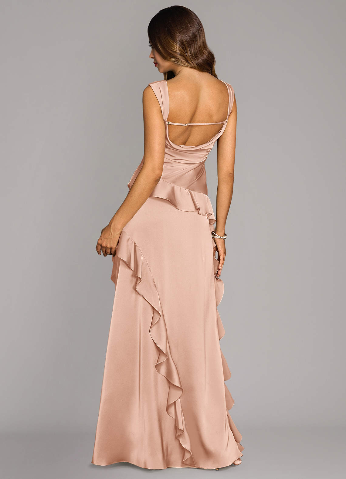 Sloane A-Line Sweetheart Stretch Satin Bridesmaid Dress in rose gold