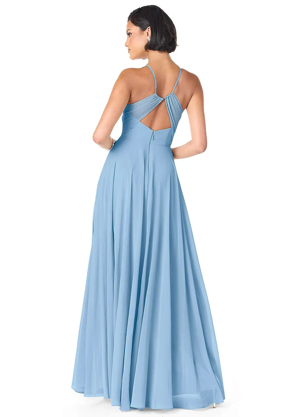 Avelina A-Line V-Neck Chiffon Bridesmaid Dress in Powder Blue