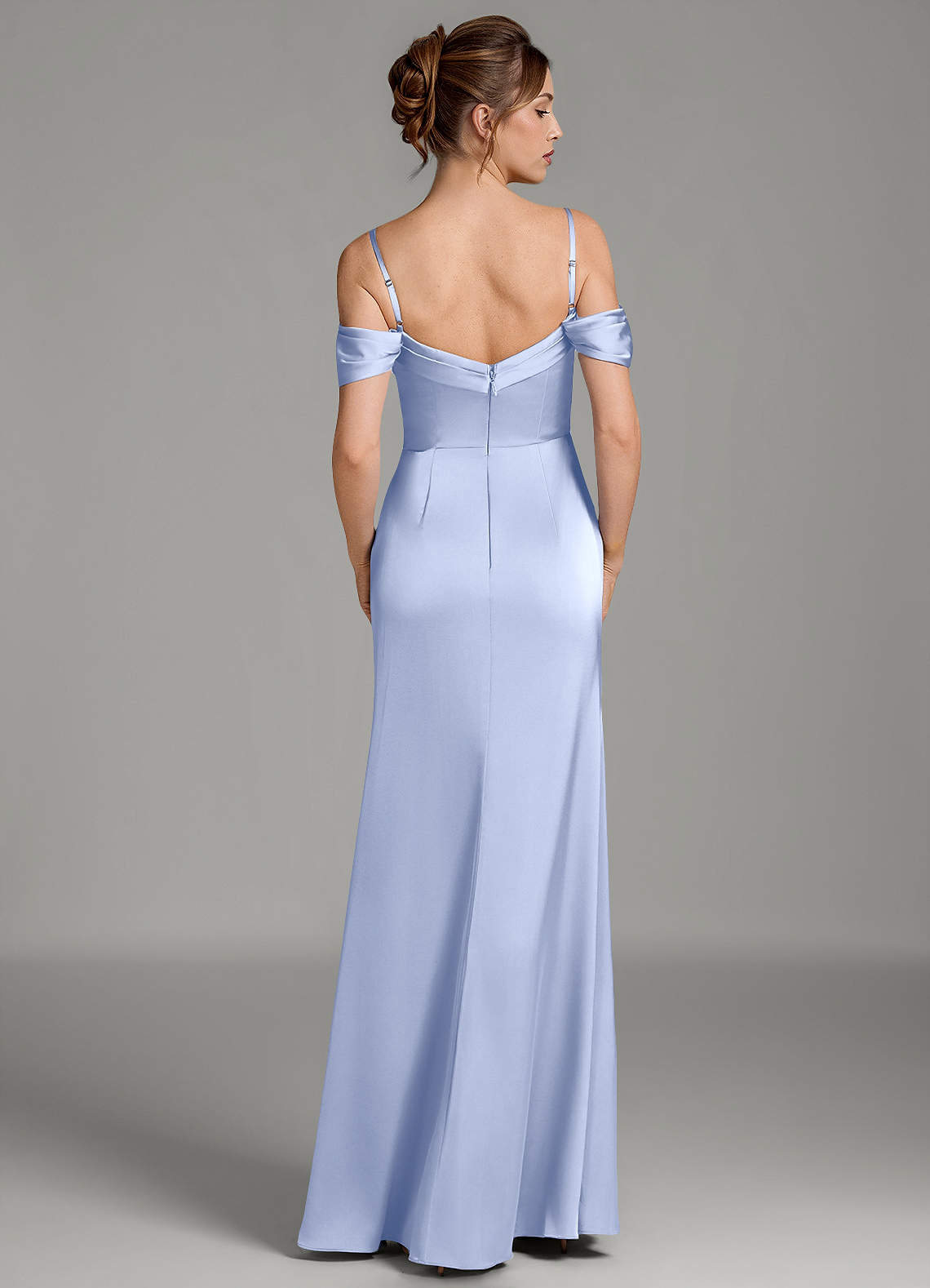 Wyatt Mermaid Off-the-Shoulder Stretch Satin Bridesmaid Dress in Ice