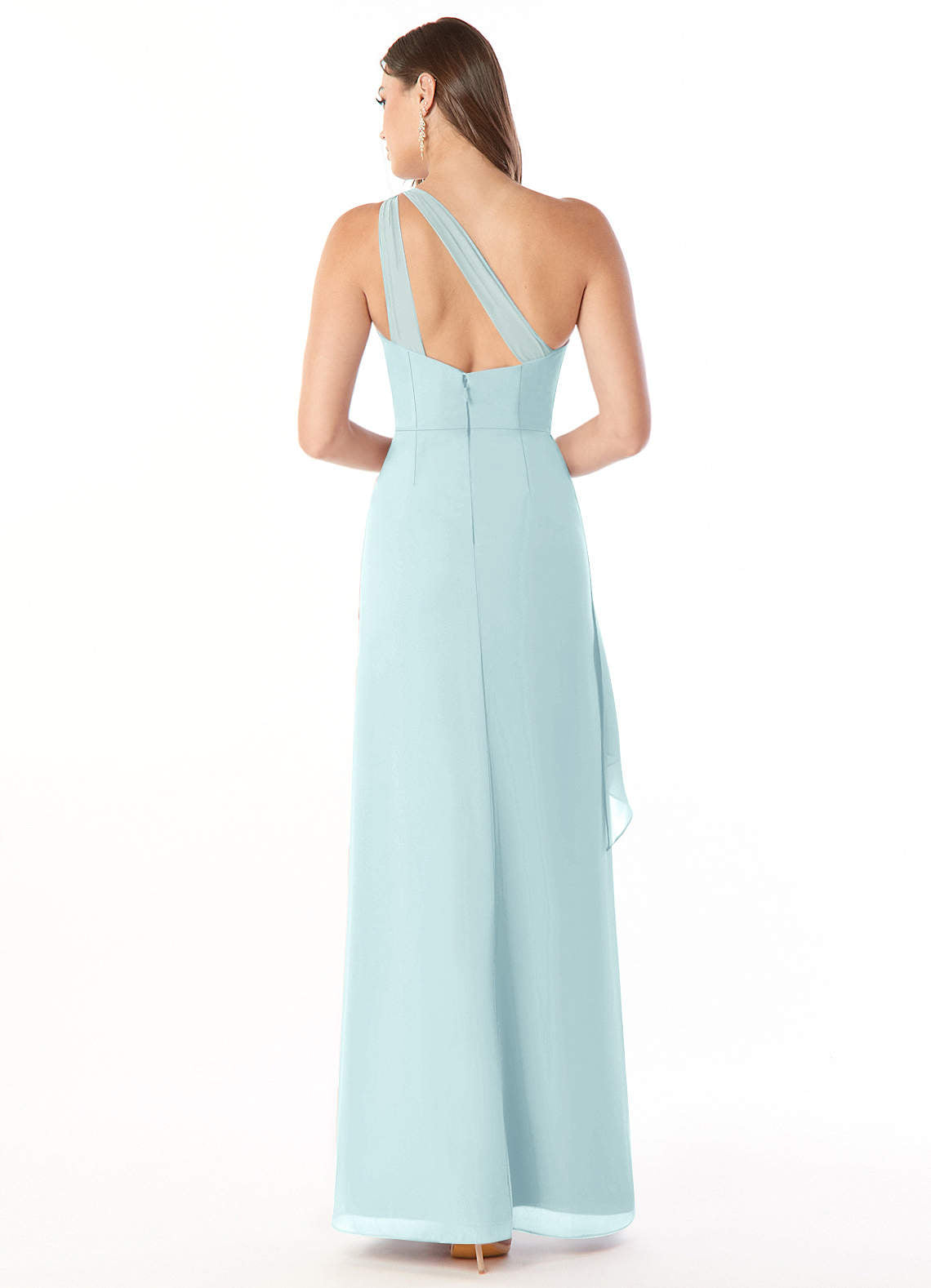 Maive Sheath One-Shoulder Chiffon Bridesmaid Dress in Sea Glass