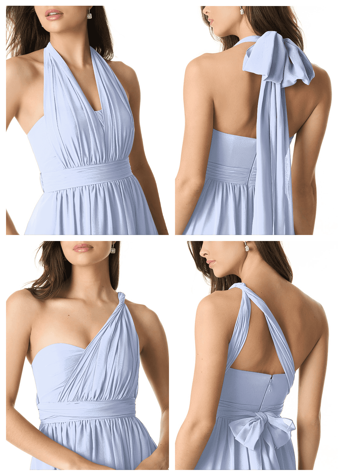 Olani A-Line V-Neck Chiffon Bridesmaid Dress in Ice