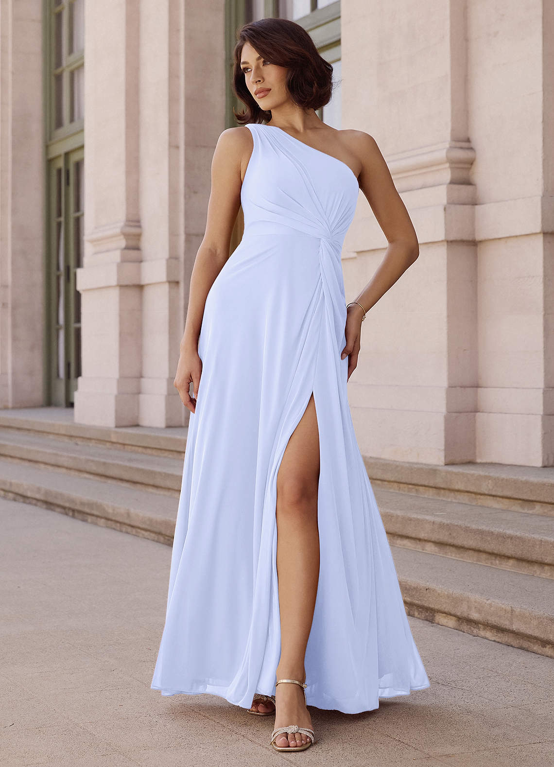 Brooke A-Line One-Shoulder Chiffon Bridesmaid Dress in Lavender