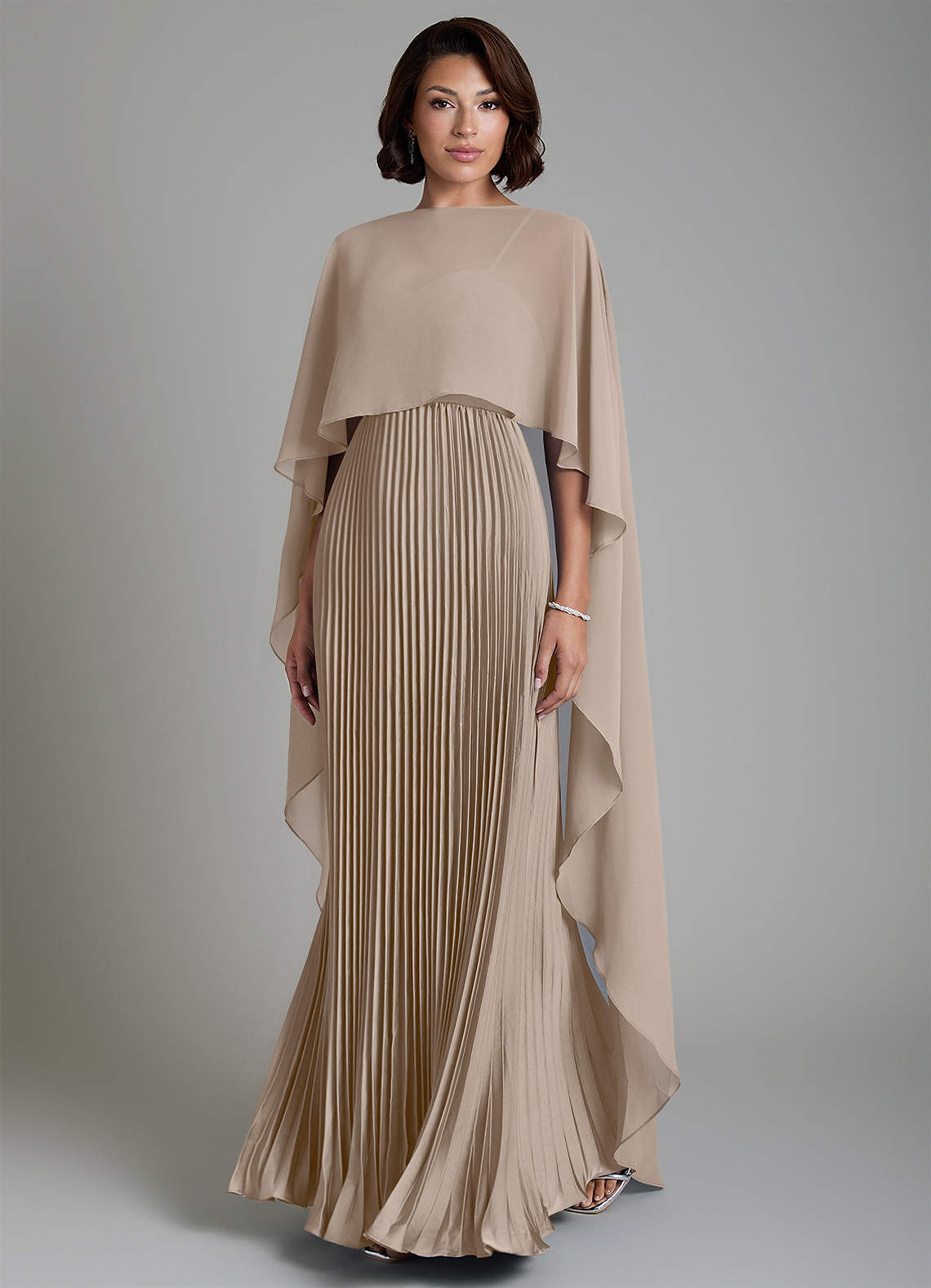 Micah A-Line Sweetheart Stretch Satin and Chiffon Bridesmaid Dress in Taupe