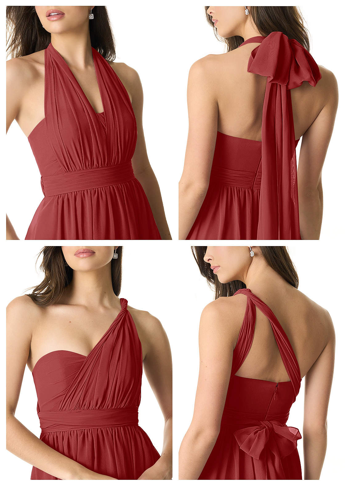 Olani A-Line V-Neck Chiffon Bridesmaid Dress in Rust