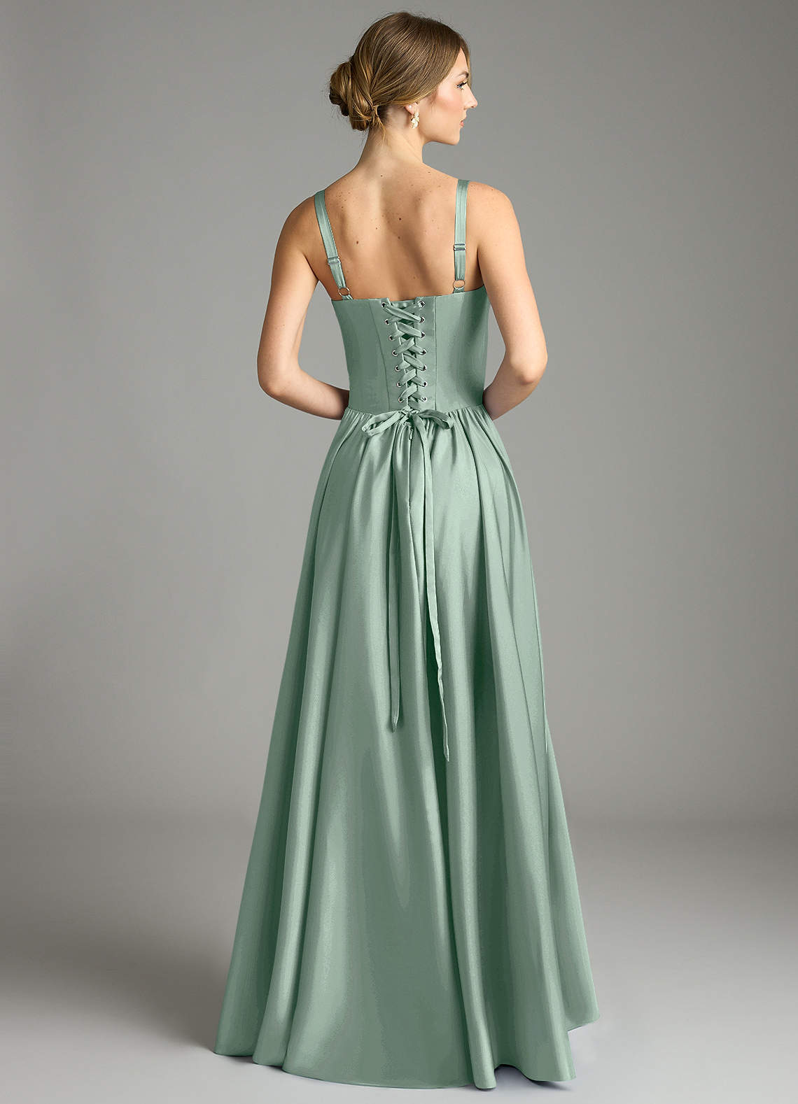 Evadina A-Line Sweetheart Stretch Satin Bridesmaid Dress in Agave