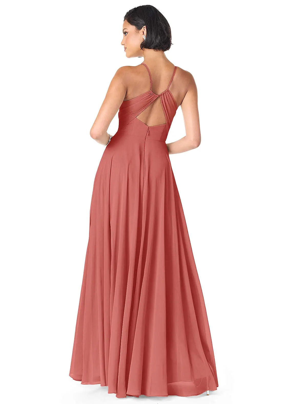 Avelina A-Line V-Neck Chiffon Bridesmaid Dress in Antique Rose
