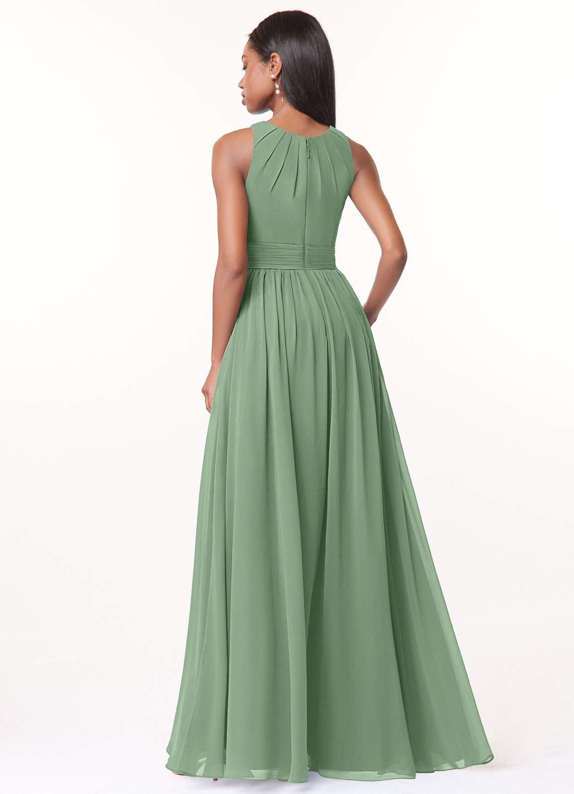 Harper A-Line Scoop-Neck Chiffon Bridesmaid Dress in Matcha
