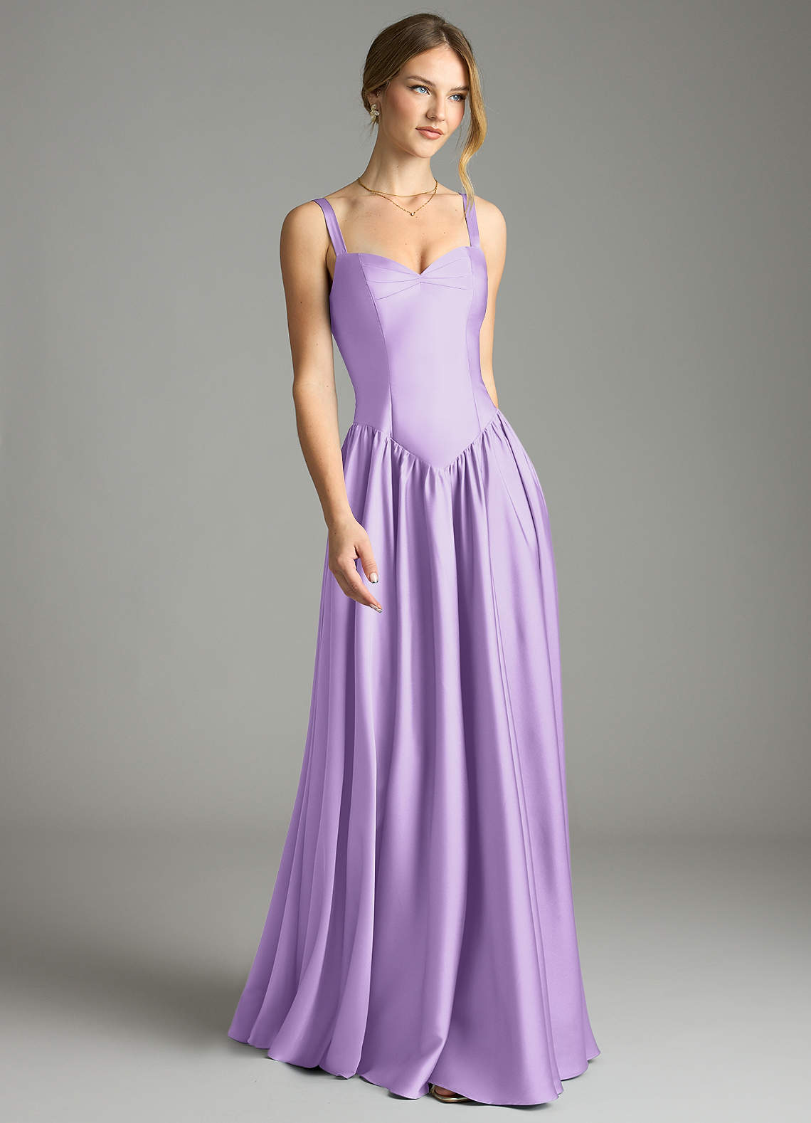 Evadina A-Line Sweetheart Stretch Satin Bridesmaid Dress in Lilac