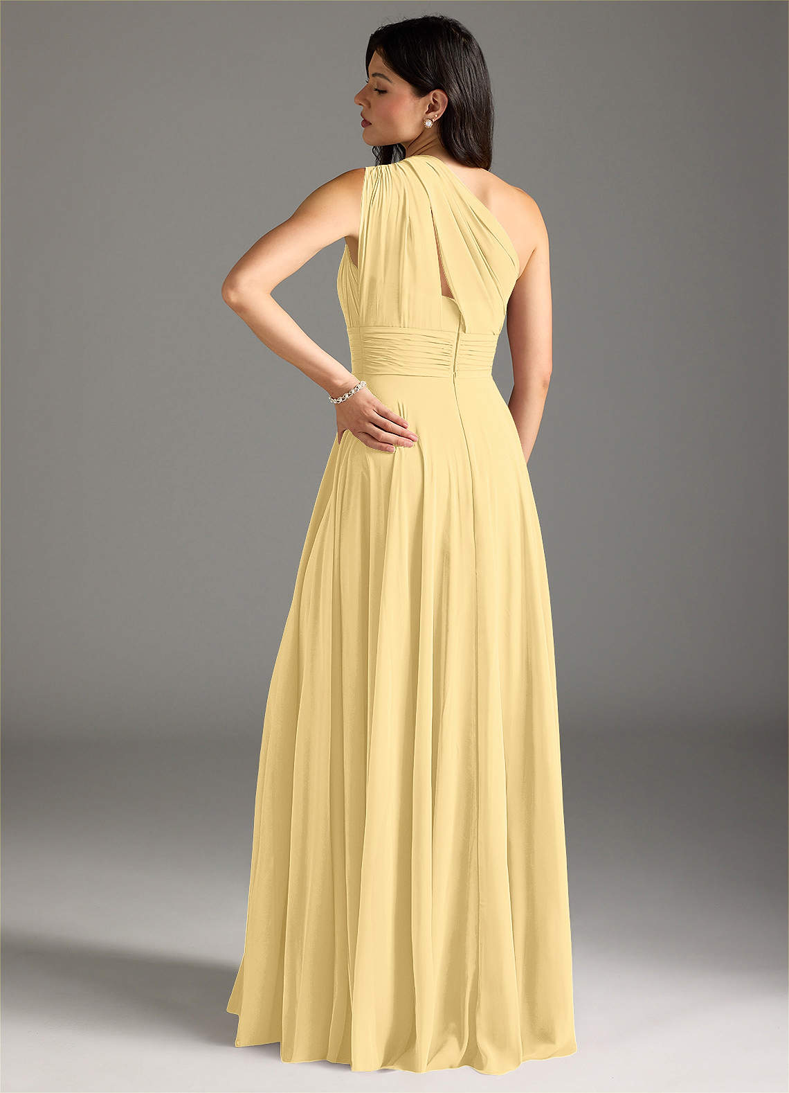 Charlize A-Line One-Shoulder Chiffon Bridesmaid Dress in Butter