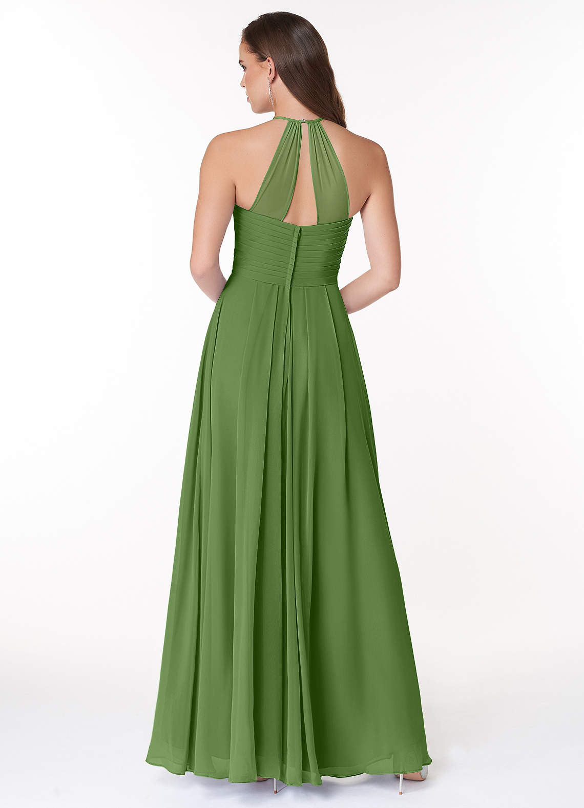 Ginger A-Line Halter Chiffon Bridesmaid Dress in Basil