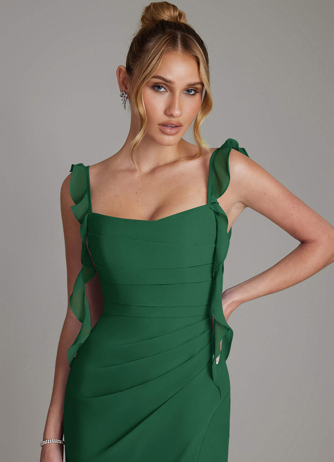 Jessamine Mermaid Sweetheart Chiffon Bridesmaid Dress in Dark Green