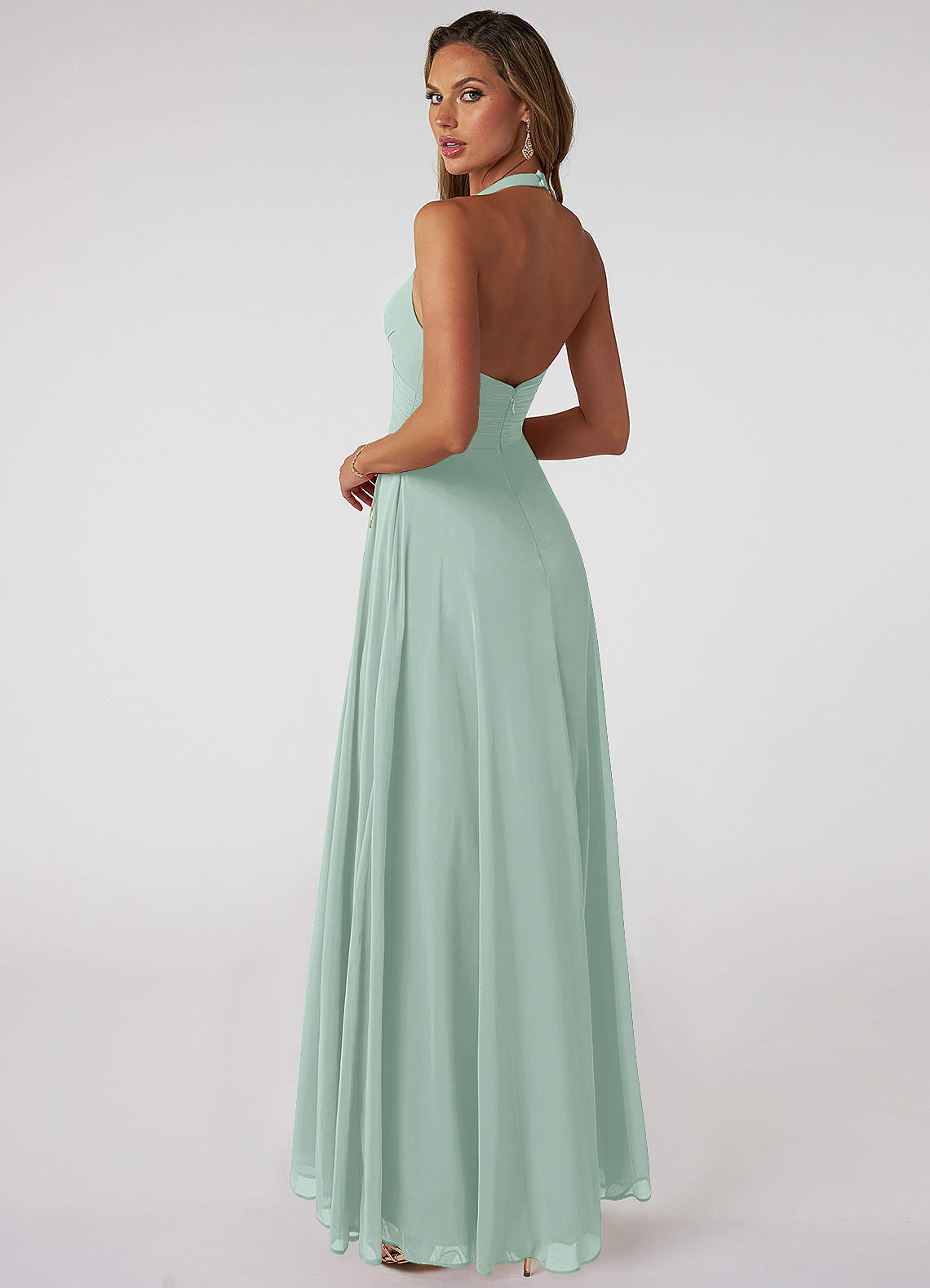 Tessie A-Line V-Neck Chiffon Bridesmaid Dress in Agave