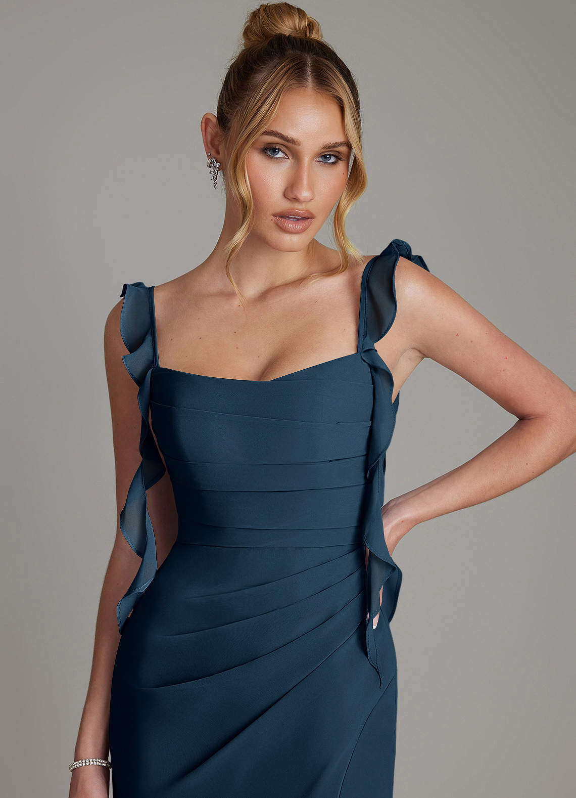 Jessamine Mermaid Sweetheart Chiffon Bridesmaid Dress in Dark Navy