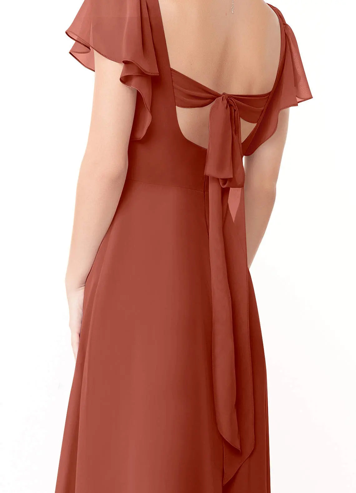 Syenna A-Line V-Neck Chiffon Bridesmaid Dress in Auburn