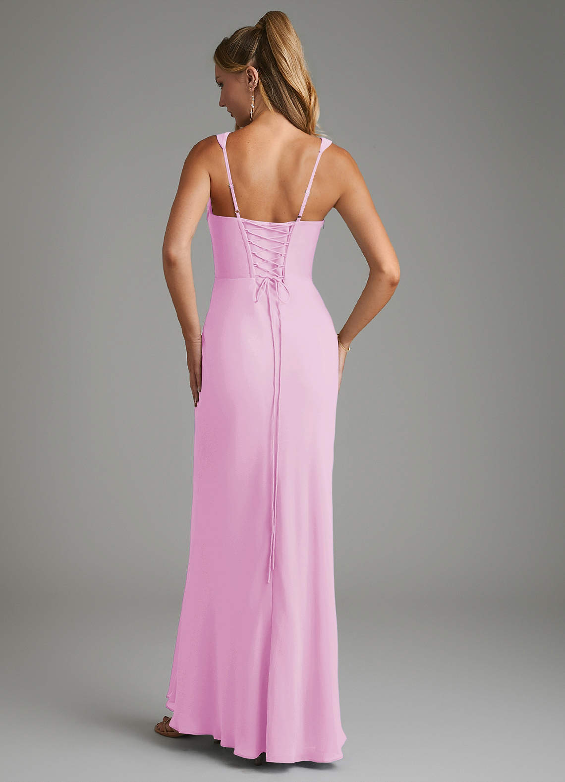 Asa Sheath Square-Neck Chiffon Bridesmaid Dress in candy pink
