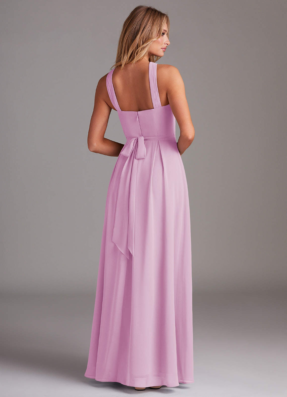 Dixie A-Line Halter Chiffon Bridesmaid Dress in candy pink