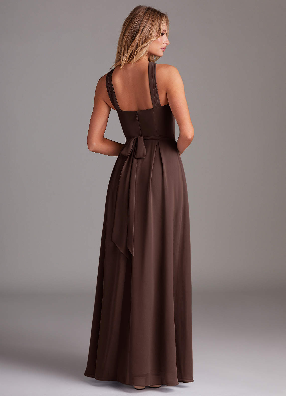 Dixie A-Line Halter Chiffon Bridesmaid Dress in Ganache